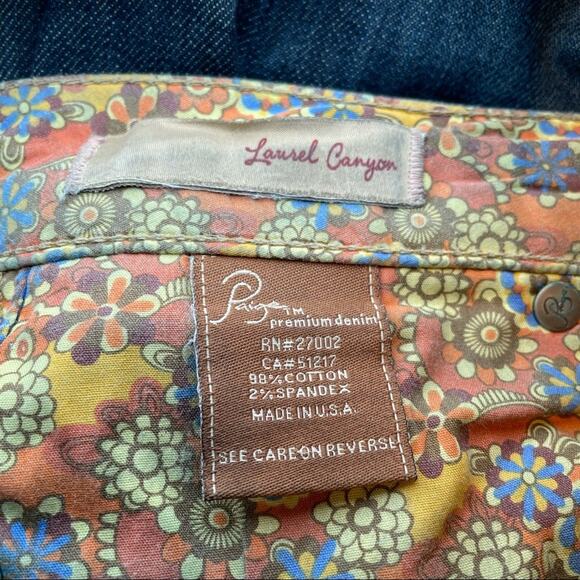 PAIGE Y2K  JEANS DARK LAUREL LOW RISE CANYON BOOTCUT DISTRESSED BLUE 28 - Picture 6 of 7